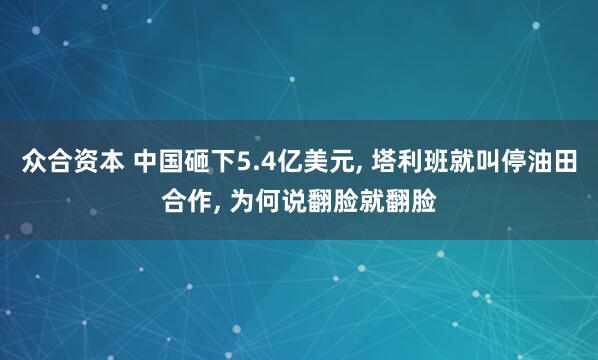 众合资本 中国砸下5.4亿美元, 塔利班就叫停油田合作, 为何说翻脸就翻脸